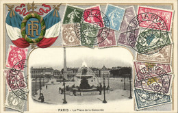 PC STAMPS, PARIS, LA PLACE DE LA CONCORDE, Vintage EMBOSSED Postcard (b47936) - Poste & Facteurs