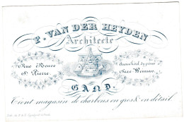 Belgique, Style Carte Porcelaine, F. Van Der Heyden, Architecte, Gand, Gent , Compas, Dim:126x82mm, - Porcelaine