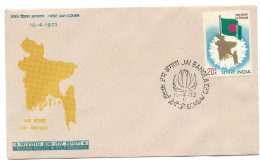 INDIA 1973 JAI BANGLA, BANGLADESH, MAP, FLAG....FDC, BOMBAY G.P.O CANCELLATION - Omslagen