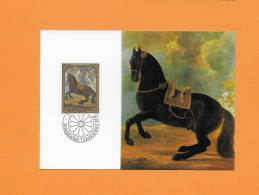 LIECHTENSTEIN  1978 MAXIMUMKARTE  MiNr. 718 Pferd "Bildnis Eines Schwarzbraunen Hengst- Gemälde Kunst - A. Faistenberger - Chevaux