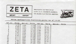 Catalogue ELECTROTREN 1985 ONLY PREIS LISTE - LISTINO PREZZI IN KNL - Fiammingo