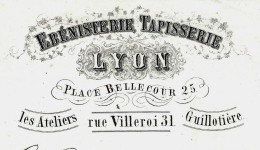 1859 ENTETE AMEUBLEMENT EBENISTERIE TAPISSERIE Sicard Lyon Pour Comtesse De La Flèchére V.SCANS - 1800 – 1899