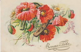 Bouquet De COQUELIQUOTS Enserrant Un Fer à Cheval ( Porte-bonheur) "Bonne Fête " - Fleurs