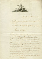 LAC Imprimé (en-tête Illustrée De La Déesse De La Justice) De BRUXELLES le 10 Prairial AN 13 (30 Mai 1805) Signée De MAL - 1794-1814 (Franse Tijd)