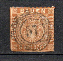 Col33 Allemagne Anciens états Bade N° 15 Oblitéré Cote : 100,00€ - Usados