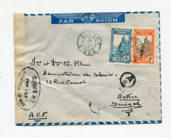 !!! NIGER, LETTRE PAR AVION DE ZINDER POUR DAKAR DE 1942 AVEC CENSURES - Storia Postale