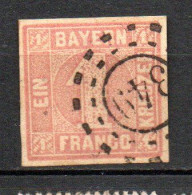 Col33 Allemagne Anciens états Bavière N° 4 Oblitéré Cote : 30,00€ - Oblitérés