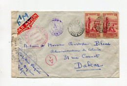 !!! AOF, 2E GUERRE MONDIALE, LETTRE PAR AVION D'ABIDJAN POUR DAKAR AVEC CENSURES - Cartas & Documentos