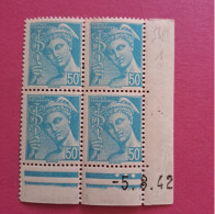 N°549 Mercure - Postes Françaises 50c - 5.8.42 Neuf ** - 1940-1949