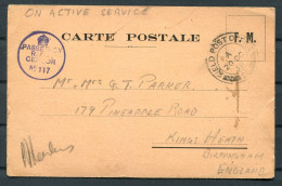 1939 GB (France) 76 Wing RAF Censor Field Post Office F.P.O. Postcard F.M. French Militaire Carte Postale - Kings Heath - Covers & Documents
