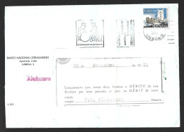 Letter With Perfin 'B N U' Banco Nacional Ultramarino On Torre De Belém Stamp In 1974. Letter From The Alcântara Agency, - Bank & Insurance