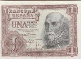 ESPAÑA. 2 BILLETES CORRELATIVOS DE 1 PESETA 1953. Marqués De Santa Cruz, Serie V. Pick 144. SC. (004) - 1-2 Pesetas