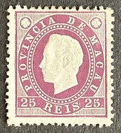 MAC5035MH - D. Luís I Fita Direita - 25 Reis MH Stamp - Macau - 1887 - Unused Stamps
