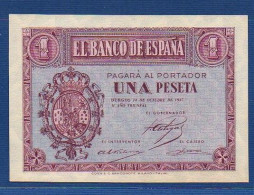 SPAIN - P.104a – 1 PESETA 12.10.1937 UNC, S/n B5867725 - 1-2 Peseten