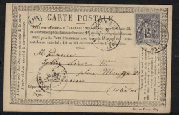 SAGE - Yvert N° 77 Sur Carte Oblitéré  Arnay Le Ducc- Beaune +OR - 1876-1898 Sage (Type II)