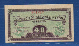 SPAIN - P.S.602 – 40 Céntimos ND (1936) UNC-, S/n 251217  CONSEJO DE ASTURIAS Y LEÓN - GIJÓN - - Autres & Non Classés