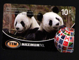 Turkiye TTM Maximumtel 10 TL Sample Prepaid Phone Card Panda Themed - Collections