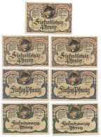Notgeld Notgeldserie Rheinsberg Mark 2x 25 2x 50 3x 75 Pfennig - Collezioni