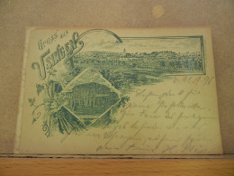 GRUSS Aus USINGEN - Lithographie Multivue- VERY GOOD CONDITION Special Postmark "bestellt Vom Postamte" 1896 - Usingen