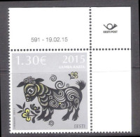 Chinese New Year – Year Of The Sheep Estonia 2015 MNH Corner Stamp With Nr MI 816 - Chinese New Year