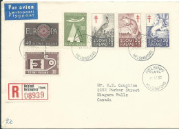 FINLANDE 160c SUR LETTRE PAR AVION RECOMMANDEEDE HELSINKI POUR NIAGARA FALLS ( CANADA ) DE 1962 LETTRE COVER - Briefe U. Dokumente