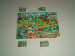 1996 Ferrero - Kinder Surprise K96 121,122,123 & 124 - Yogi Bear In The Forest - Puzzles + 4 BPZ's - Monoblocs