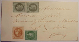 N°40 + 42 + 25 X 2 Sur Lettre Non Circulée . Fraicheur Exceptionnelle ! - 1870 Bordeaux Printing