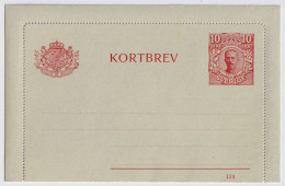 SUÈDE / SWEDEN - 1914 - Letter-Card Mi.K13 10ö Red (d.114 - 1st Printing) Unused - Very Fine - Entiers Postaux