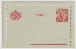 SUÈDE / SWEDEN - 1914 - Letter-Card Mi.K13 10ö Red (d.314) Unused - Very Fine - Postwaardestukken