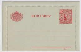 SUÈDE / SWEDEN - 1914 - Letter-Card Mi.K13 10ö Red (d.314) Unused - Very Fine - Ganzsachen