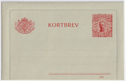 SUÈDE / SWEDEN - 1914 - Letter-Card Mi.K13 10ö Red (d.514) Unused - Very Fine - Postwaardestukken