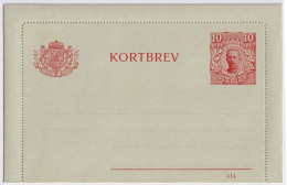 SUÈDE / SWEDEN - 1914 - Letter-Card Mi.K13 10ö Red (d.514) Unused - Very Fine - Entiers Postaux