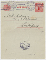 SUÈDE / SWEDEN - 1915 - Letter-Card Mi.K13 10ö Red (d.715) Used Stockholm To Linköping - Entiers Postaux