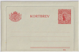 SUÈDE / SWEDEN - 1915 - Letter-Card Mi.K13 10ö Red (d.915) Unused - Very Fine - Entiers Postaux
