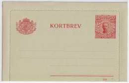 SUÈDE / SWEDEN - 1916 - Letter-Card Mi.K13 10ö Red (d.116) Unused - Very Fine - Postwaardestukken