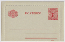 SUÈDE / SWEDEN - 1916 - Letter-Card Mi.K13 10ö Red (d.1016) Unused - Very Fine - Entiers Postaux