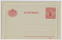 SUÈDE / SWEDEN - 1916 - Letter-Card Mi.K13 10ö Red (d.1016) Unused - Very Fine - Postal Stationery