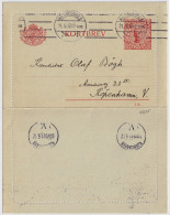 SUÈDE / SWEDEN - 1917 - Letter-Card Mi.K13 10ö Red (d.116) Used From HELSINGBORG To COPENHAGEN, Denmark - Postwaardestukken