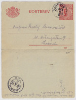 SUÈDE / SWEDEN - 1917 - Letter-Card Mi.K13 10ö Red (d.317) Used DJUPVIK To LUND - Postwaardestukken