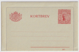 SUÈDE / SWEDEN - 1917 - Letter-Card Mi.K13 10ö Red (d.617) Unused - Very Fine - Postwaardestukken