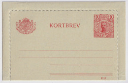 SUÈDE / SWEDEN - 1917 - Letter-Card Mi.K13 10ö Red (d.1117) Unused - Very Fine - Postal Stationery