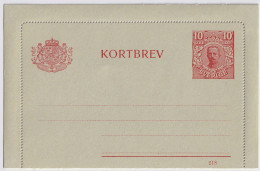 SUÈDE / SWEDEN - 1918 - Letter-Card Mi.K13 10ö Red (d.218) Unused - Very Fine - Enteros Postales