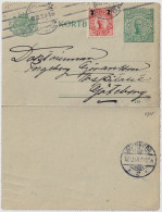 SUÈDE / SWEDEN - 1918 - Letter-Card Mi.K11 5ö Green (d.218) Uprated Facit 99 Used From STOCKHOLM To GÖTEBORG - Postal Stationery