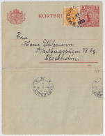 SUÈDE / SWEDEN - 1918 - Letter-Card Mi.K13 10ö Red (d.218) Uprated Facit 72 - Used SMEDJEBACKEN To STOCKHOLM - Postwaardestukken