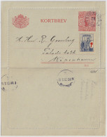 SUÈDE / SWEDEN - 1918 - Letter-Card Mi.K13 10ö Red (d.1117) + Anti-Tuberculosis Label - Used  To COPENHAGEN, Denmark - Ganzsachen