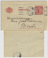 SUÈDE / SWEDEN - 1918 - Letter-Card Mi.K14 12ö Red (d.518) Used From STOCKHOLM To BORÅS - Entiers Postaux