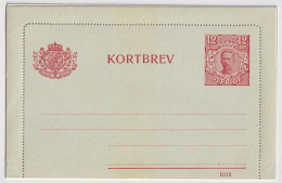 SUÈDE / SWEDEN - 1918 - Letter-Card Mi.K14 12ö Red (d.1018) Unused - Very Fine - Interi Postali