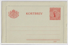 SUÈDE / SWEDEN - 1919 - Letter-Card Mi.K13 10ö Red (d.1019) Unused - Very Fine - Postwaardestukken