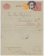 SUÈDE / SWEDEN - 1919 - Letter-Card Mi.K13 10ö Red (d.1117) Uprated Facit 72 - Used HÄRNÖSAND To STOCKHOLM - Postwaardestukken