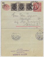 SUÈDE / SWEDEN - 1919 - Letter-Card Mi.K14 12ö Red (d.219) Uprated 3xFacit 71 Used  BOLLNAS To STOCKHOLM - Entiers Postaux